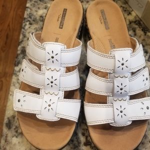 Clark's Leather T-Strap Slides